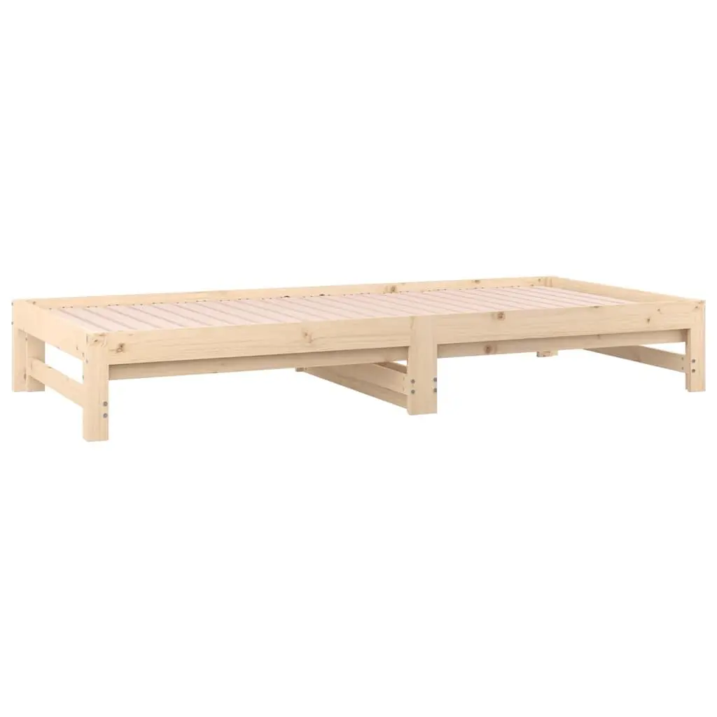 Solid Wood Pine Pull-out Day Bed Frame Guest Sofa Bed 90x190cm Brown