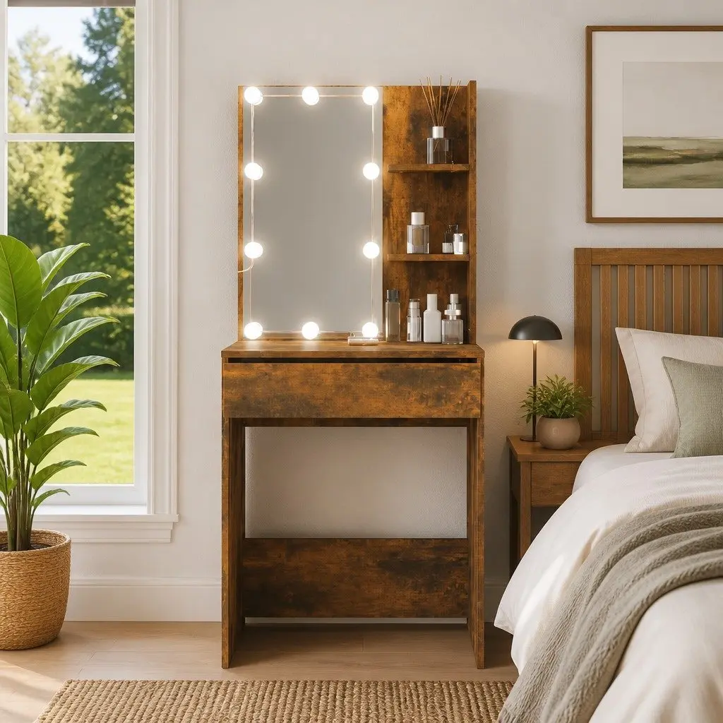 Dressing Table with LED Mirror & Storage