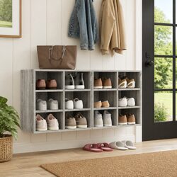 Shoe Storage Cabinet 2 pcs Grey Sonoma Engineered Wood 12 Compartments Floor