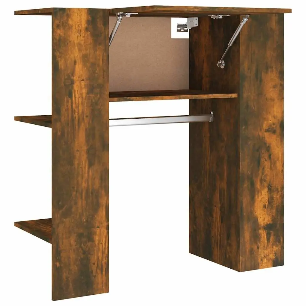Hallway Cabinet Storage Unit Brown Engineered Wood Shelves Clothes Rail