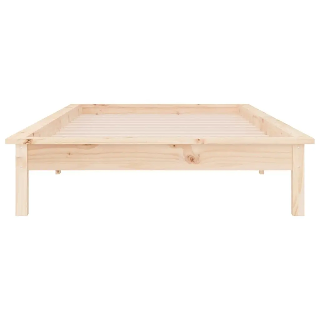 Wooden Bed Frame with LED Lights 90x190 cm Brown Slatted Base