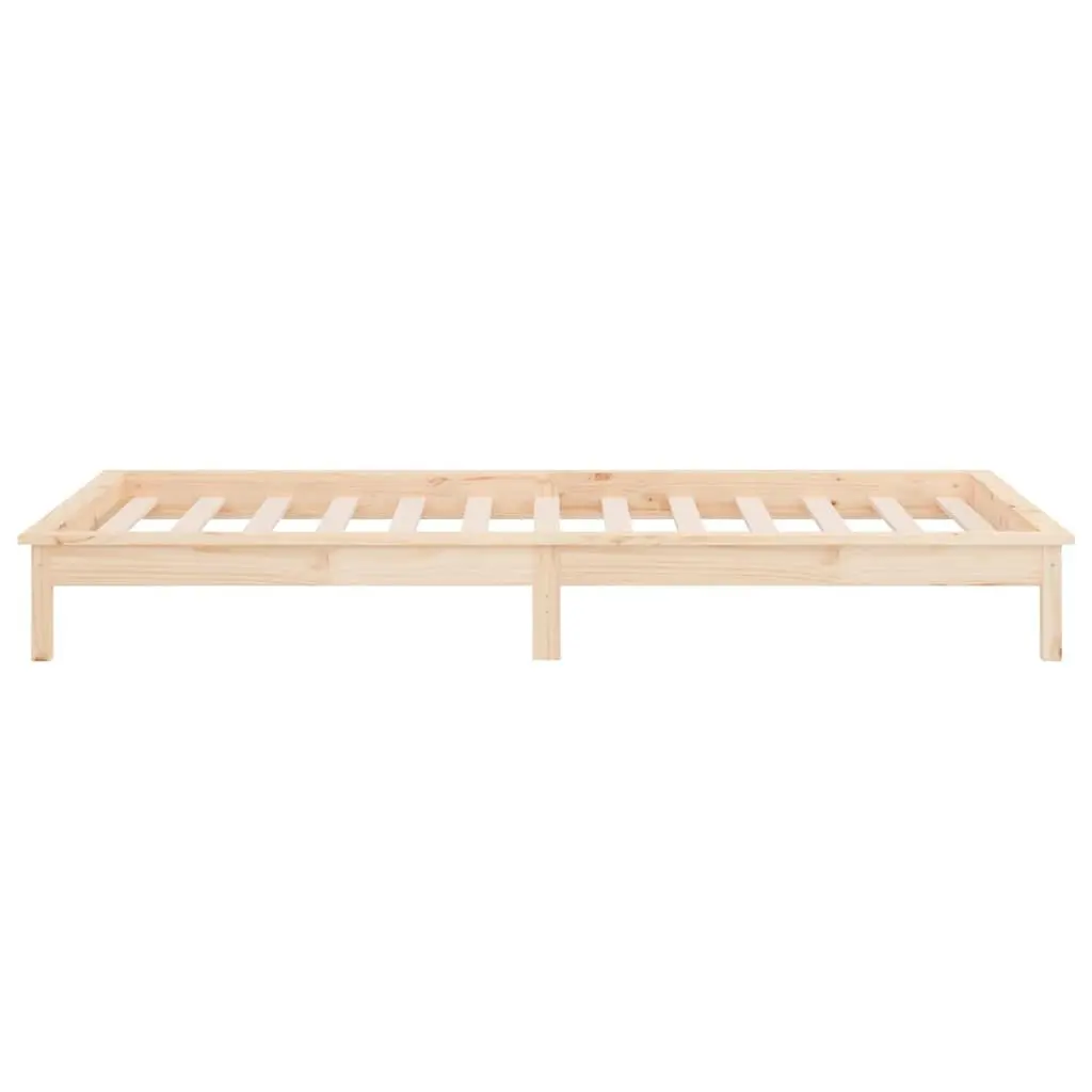 Wooden Bed Frame with LED Lights 90x190 cm Brown Slatted Base