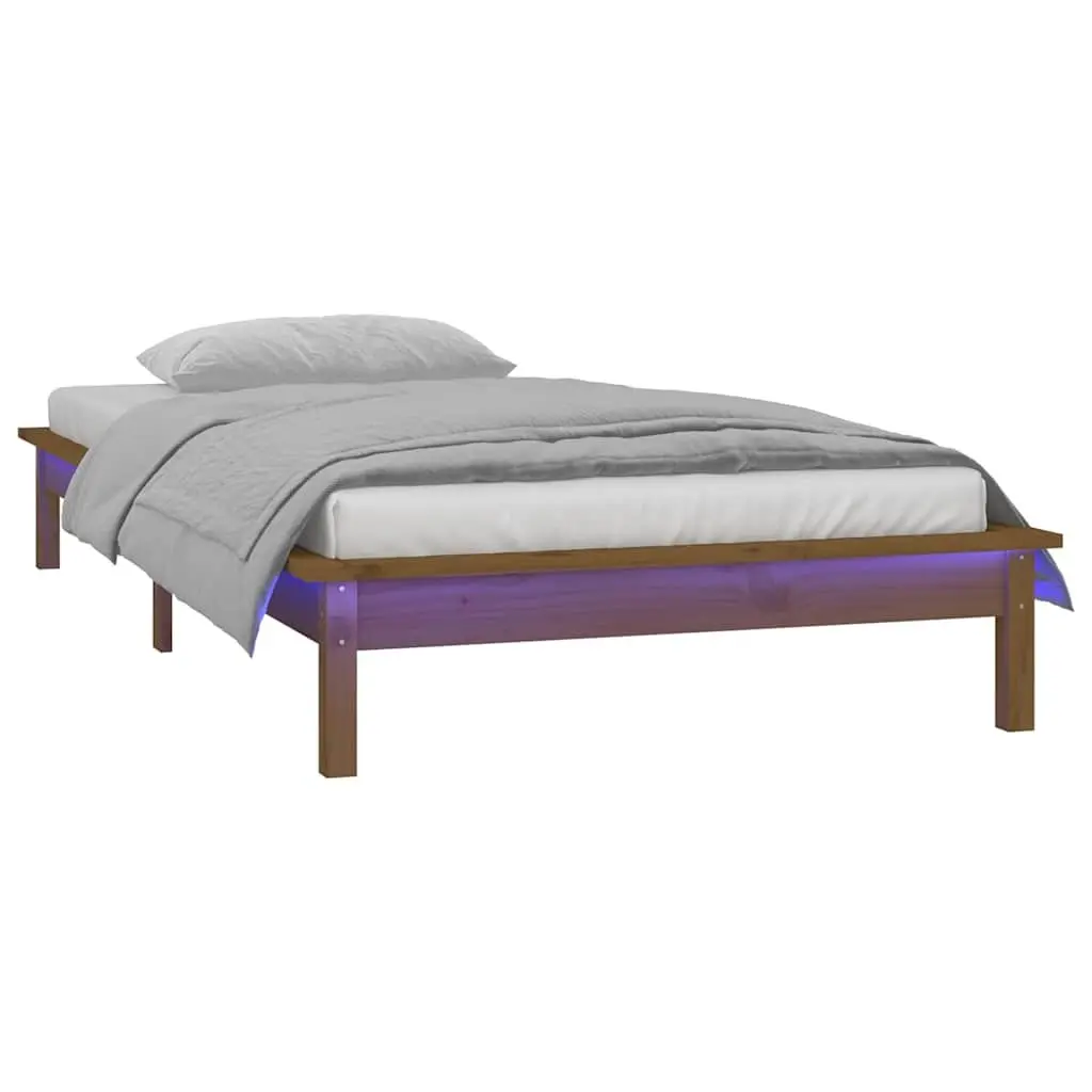 Solid Wood LED Bed Frame, 90x190 cm