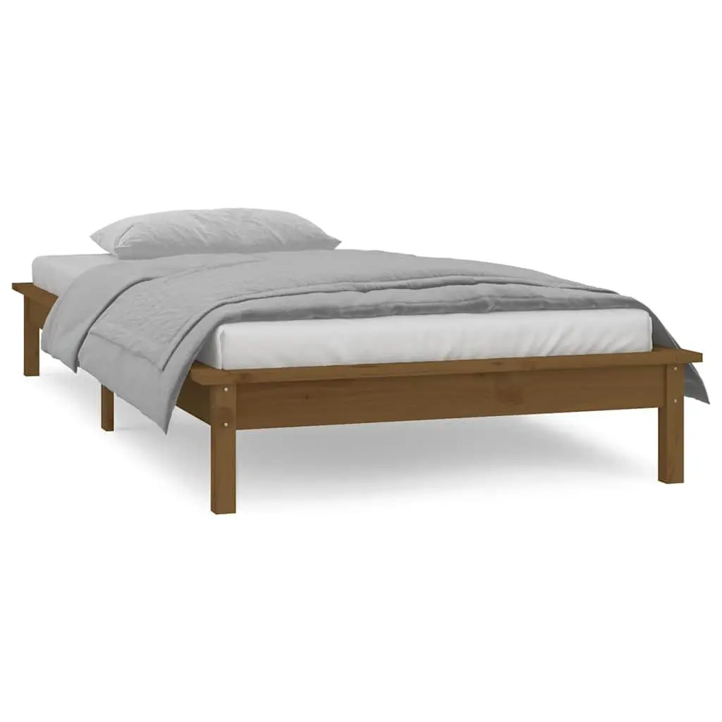 Solid Wood LED Bed Frame, 90x190 cm