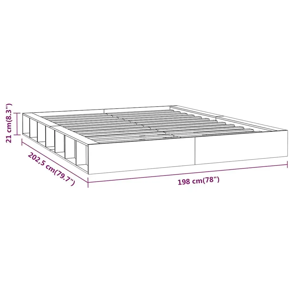 Solid Pine Wood Bed Frame Brown 183x203cm Slatted Base for Bedroom