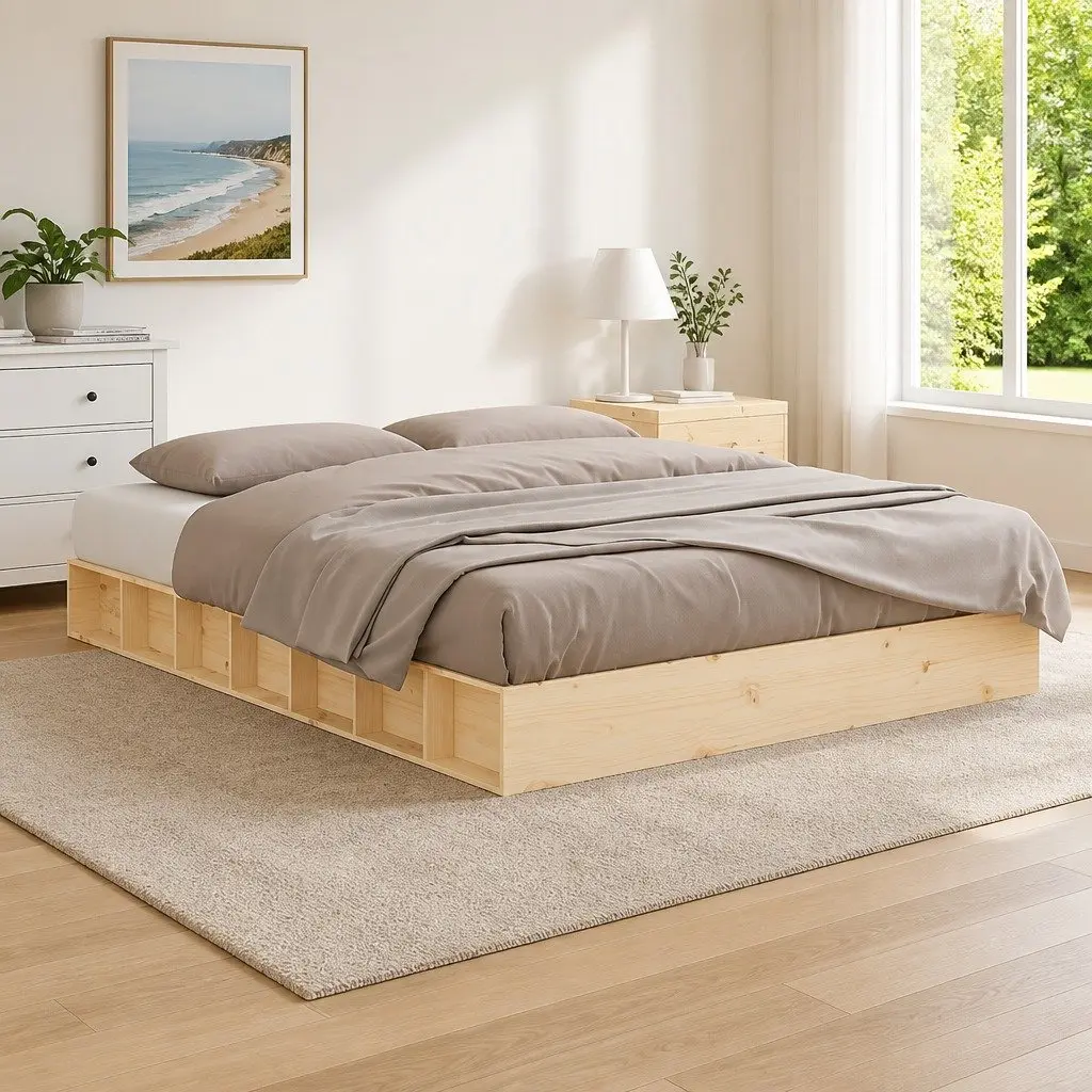 Solid Pine Wood Bed Frame 150x200 cm in Brown