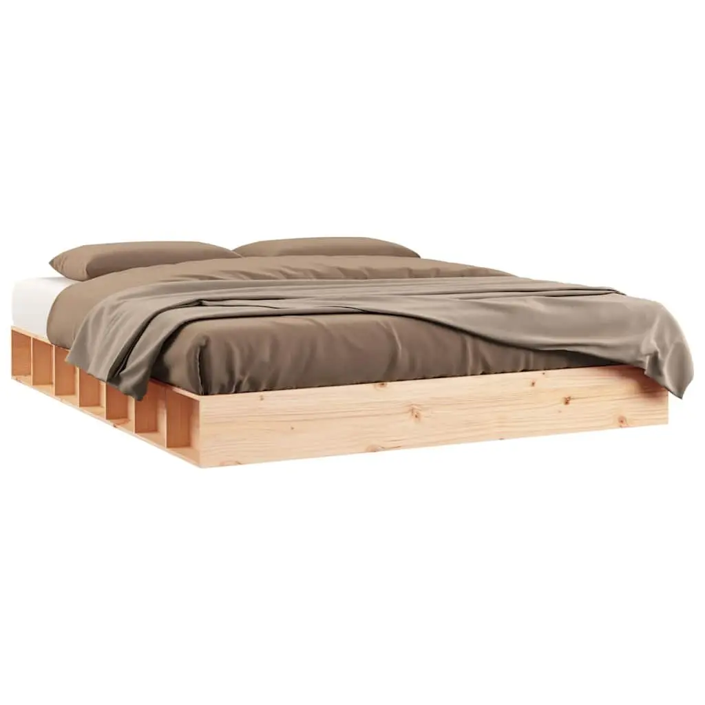 Solid Pine Wood Bed Frame 150x200 cm in Brown