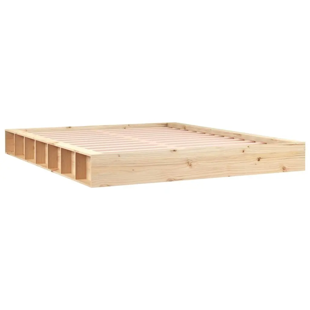 Solid Pine Wood Bed Frame 150x200 cm in Brown