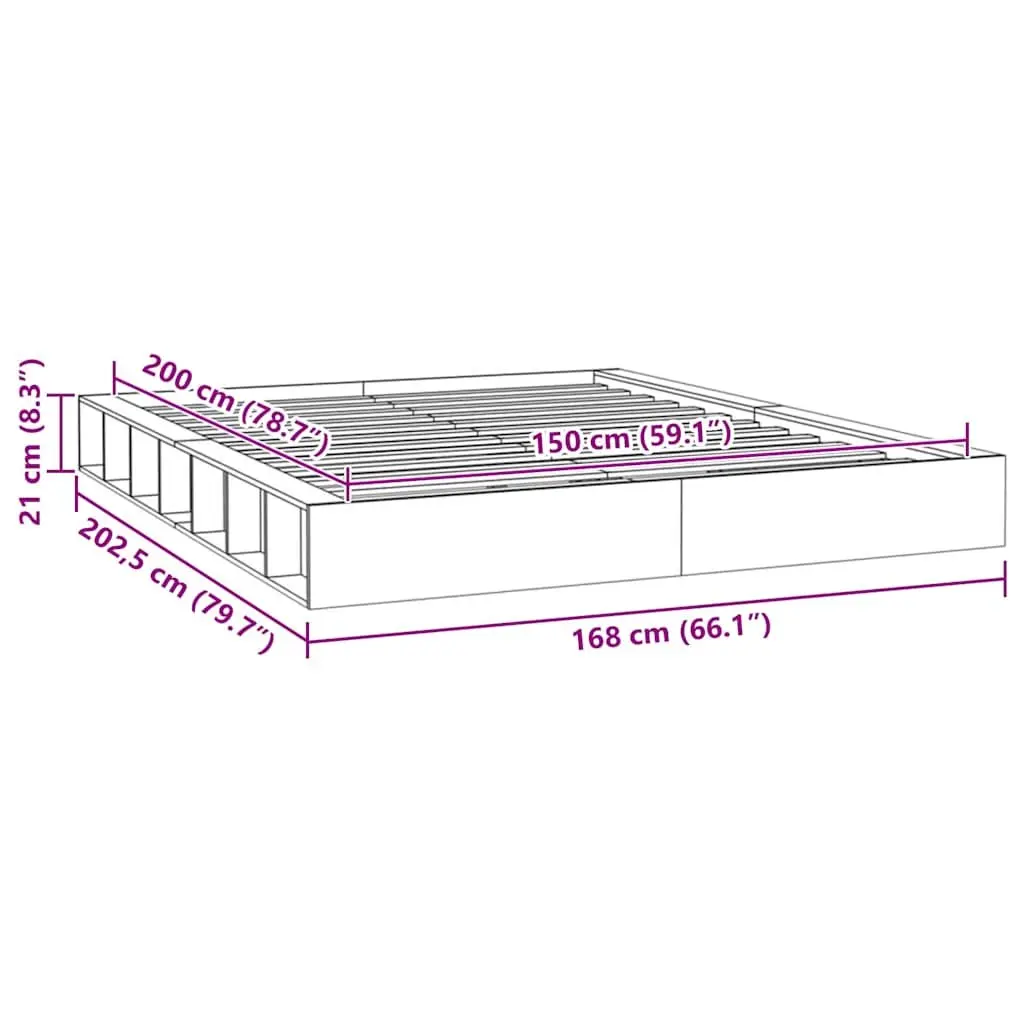 Solid Pine Wood Bed Frame 150x200 cm in Brown