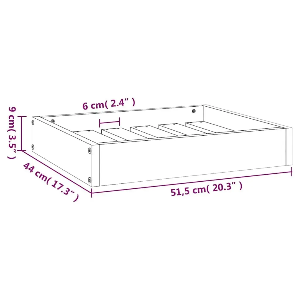 Dog Bed Wooden Frame Rectangular Pet Sleeping Sofa Minimalist Design Brown Pine