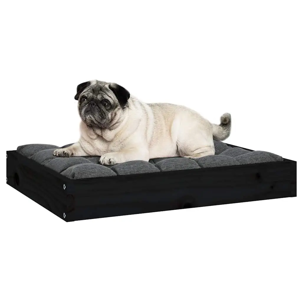 Dog Bed Wooden Frame Black Rectangular Pet Sofa Comfortable Sleeping House