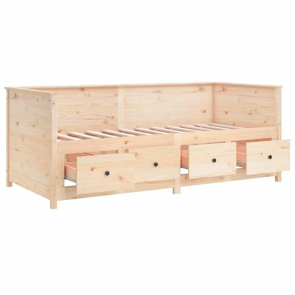 Day Bed Sofa Bed 80x200 cm Solid Pine Wood Frame with Storage Drawers Brown