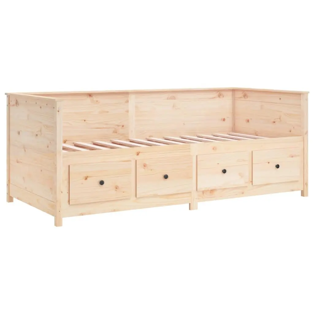 Day Bed Sofa Bed 80x200 cm Solid Pine Wood Frame with Storage Drawers Brown