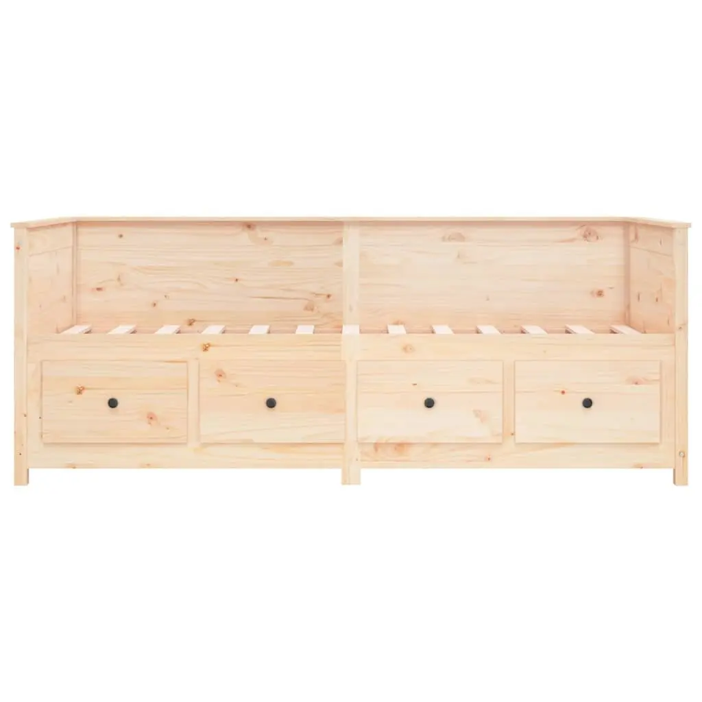 Day Bed Sofa Bed 80x200 cm Solid Pine Wood Frame with Storage Drawers Brown