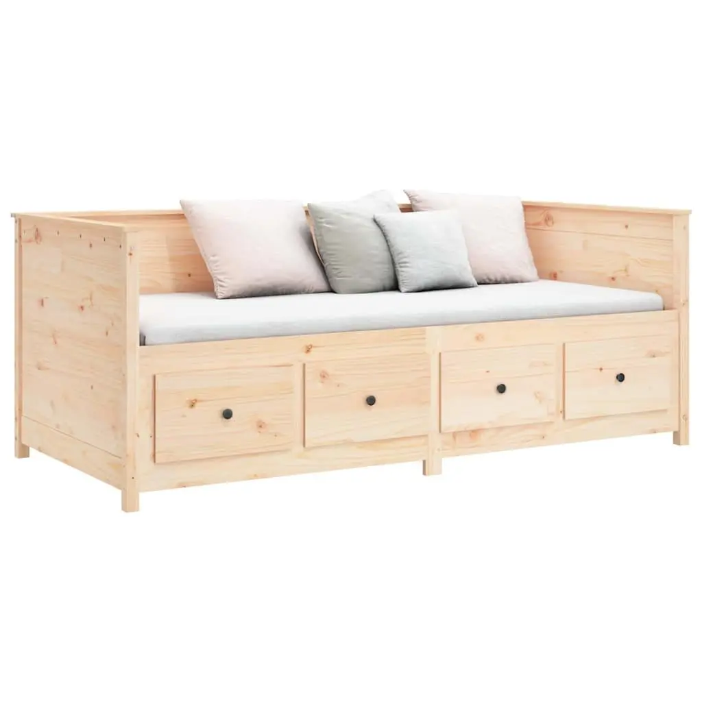 Day Bed Sofa Bed 80x200 cm Solid Pine Wood Frame with Storage Drawers Brown