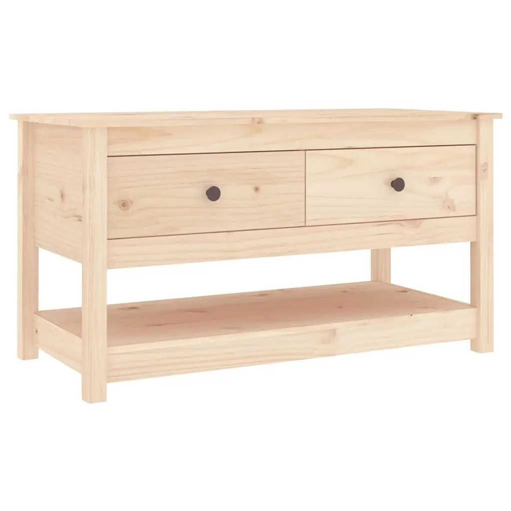 Coffee Table Storage Drawers Open Shelf 102x49x55cm Brown Solid Pine Wood