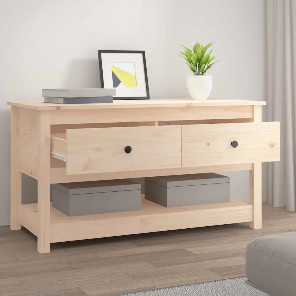 Coffee Table Storage Drawers Open Shelf 102x49x55cm Brown Solid Pine Wood