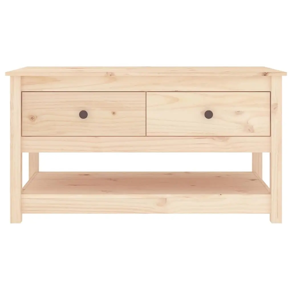 Coffee Table Storage Drawers Open Shelf 102x49x55cm Brown Solid Pine Wood