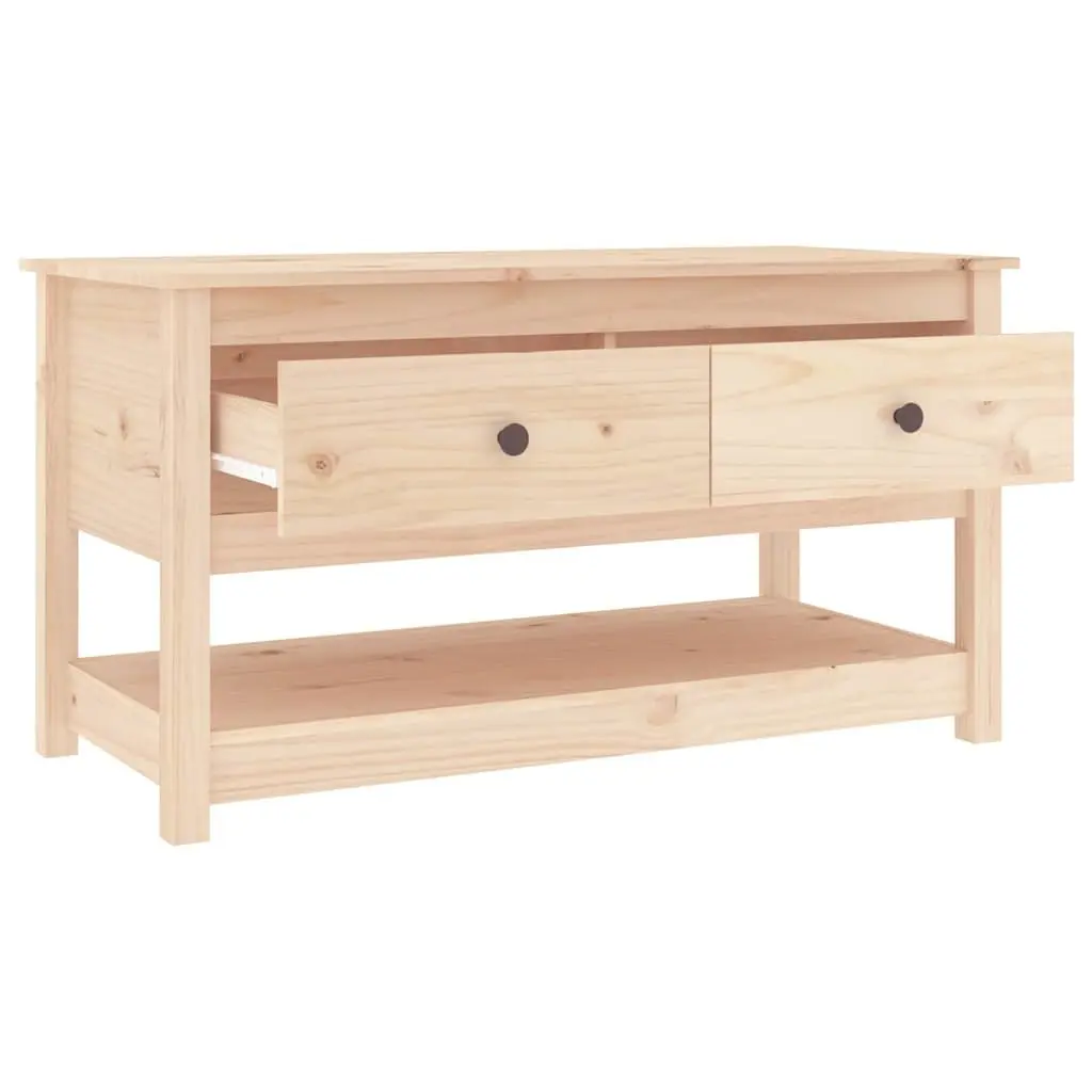 Coffee Table Storage Drawers Open Shelf 102x49x55cm Brown Solid Pine Wood