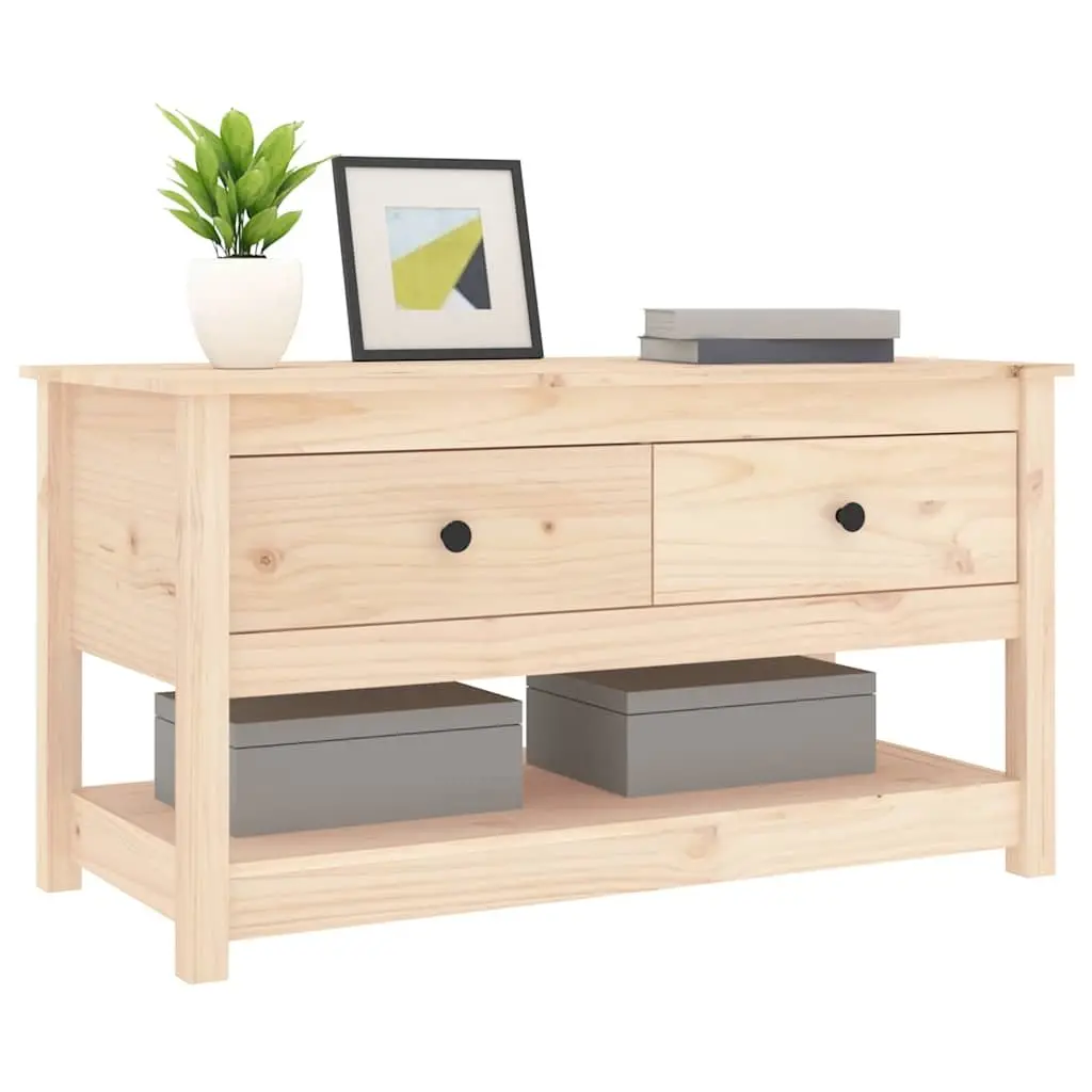 Coffee Table Storage Drawers Open Shelf 102x49x55cm Brown Solid Pine Wood