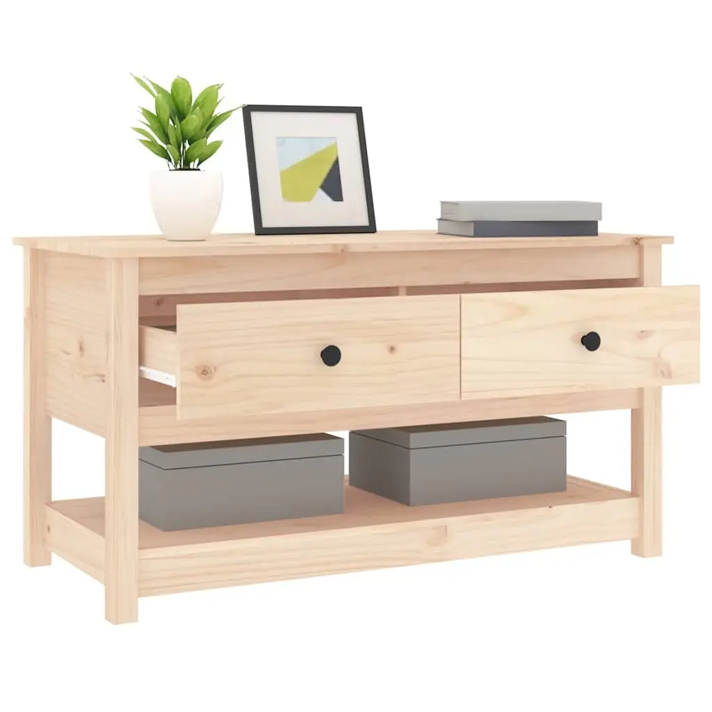 Coffee Table Storage Drawers Open Shelf 102x49x55cm Brown Solid Pine Wood