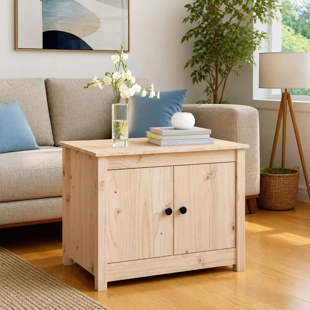 Coffee Table Storage Compartments 71x49x55cm Solid Pine Wood Brown