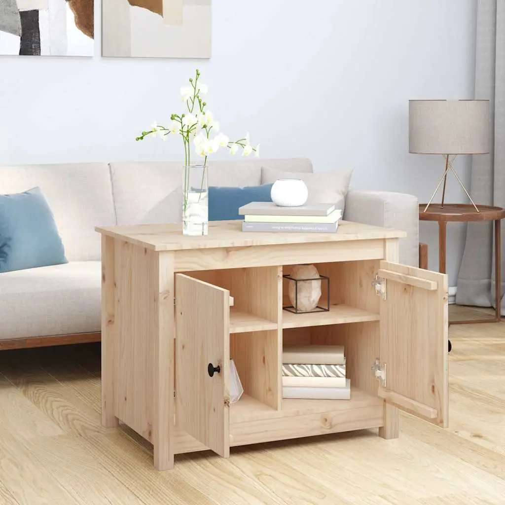 Coffee Table Storage Compartments 71x49x55cm Solid Pine Wood Brown