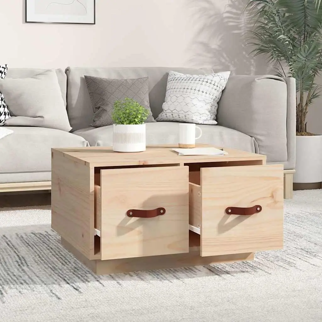 Coffee Table Storage 60x53x35 cm Brown Solid Pine Wood