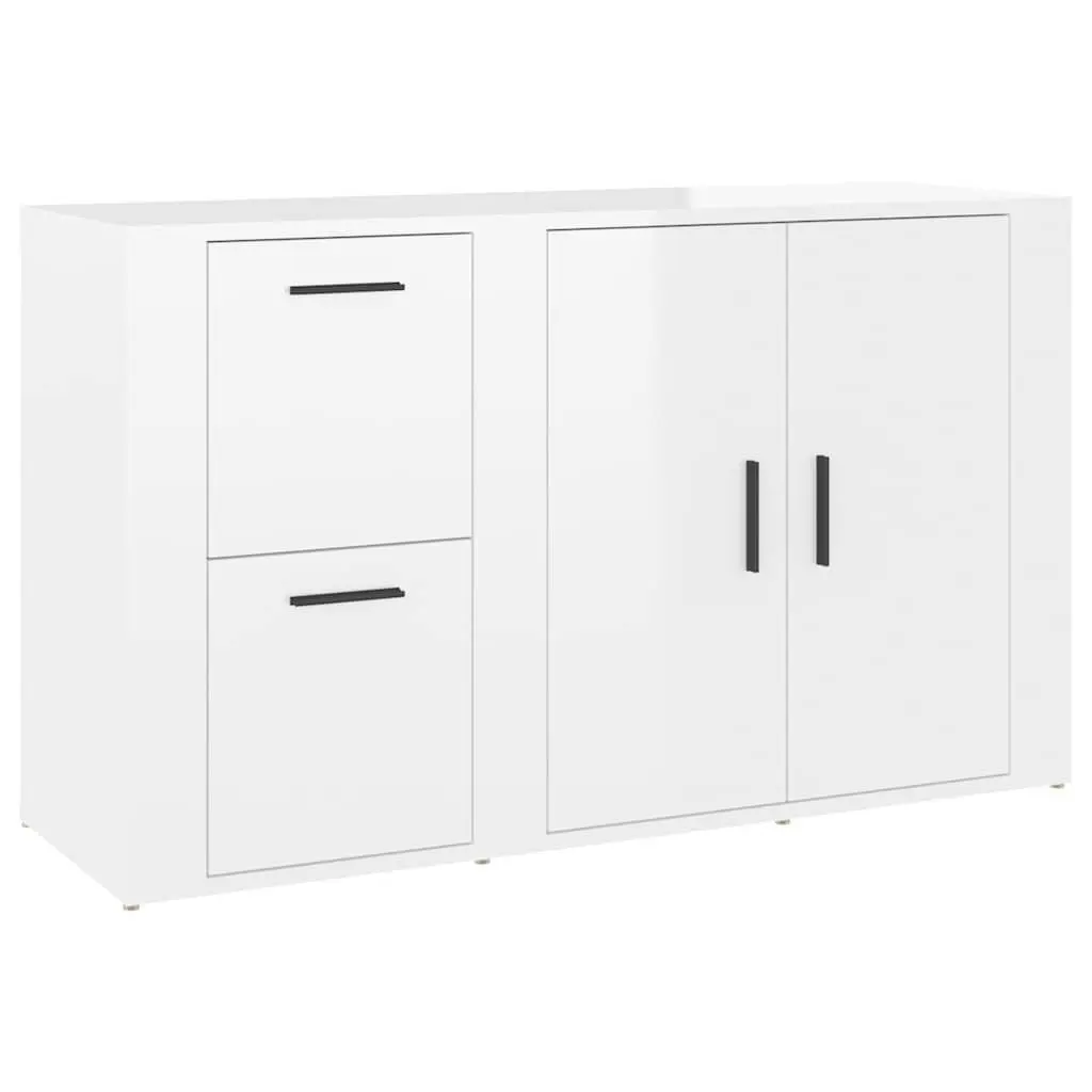 Sideboard Storage Cabinet High Gloss White Engineered Wood 100 x 33 x 59.5 cm