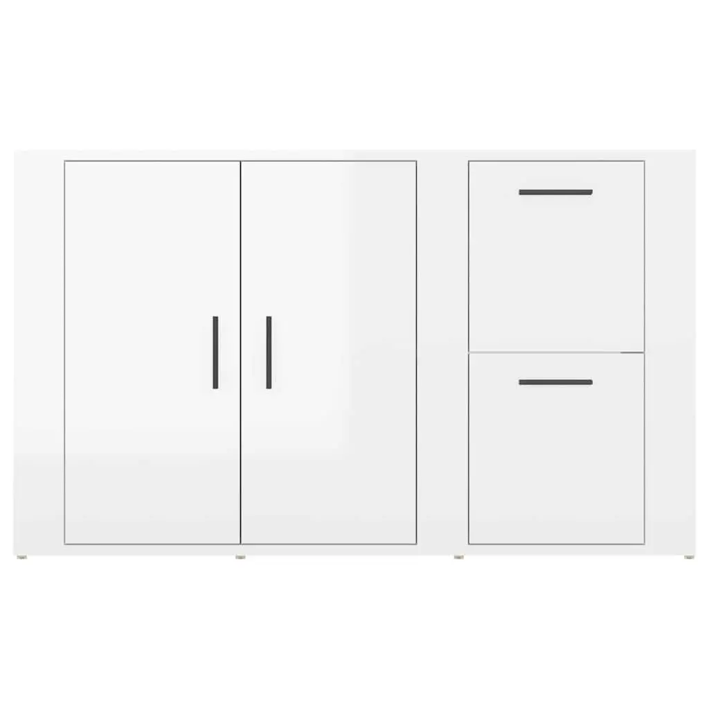 Sideboard Storage Cabinet High Gloss White Engineered Wood 100 x 33 x 59.5 cm