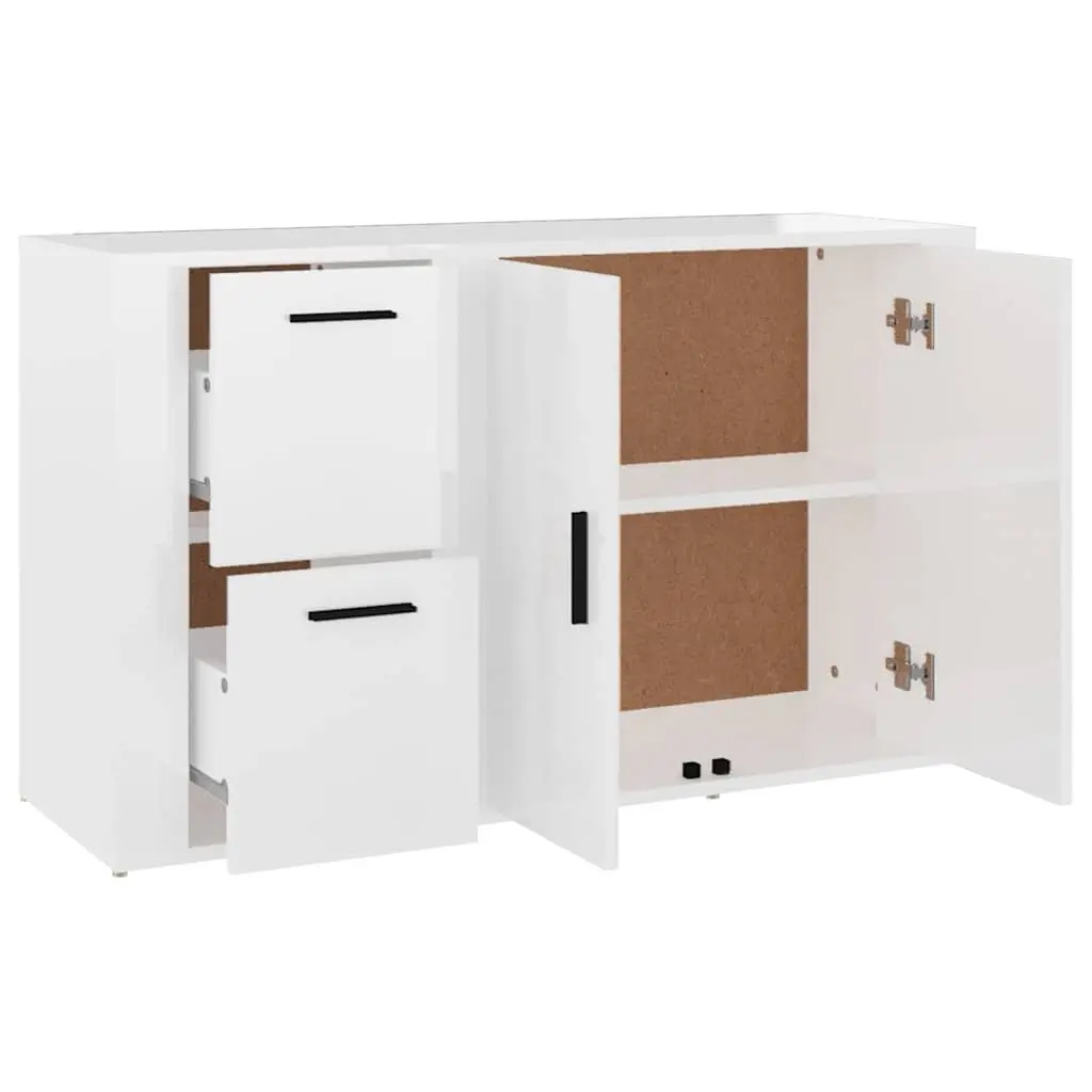 Sideboard Storage Cabinet High Gloss White Engineered Wood 100 x 33 x 59.5 cm