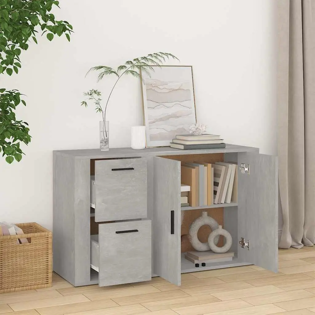 Grey Sideboard Engineered Wood Storage Cabinet Cupboard Furniture Buffet