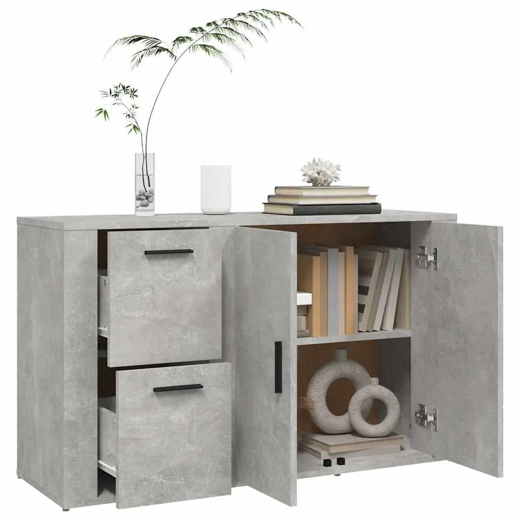 Grey Sideboard Engineered Wood Storage Cabinet Cupboard Furniture Buffet