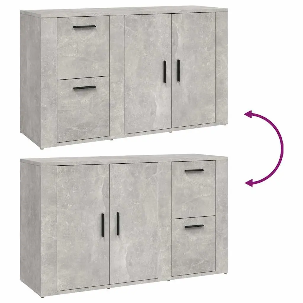 Grey Sideboard Engineered Wood Storage Cabinet Cupboard Furniture Buffet