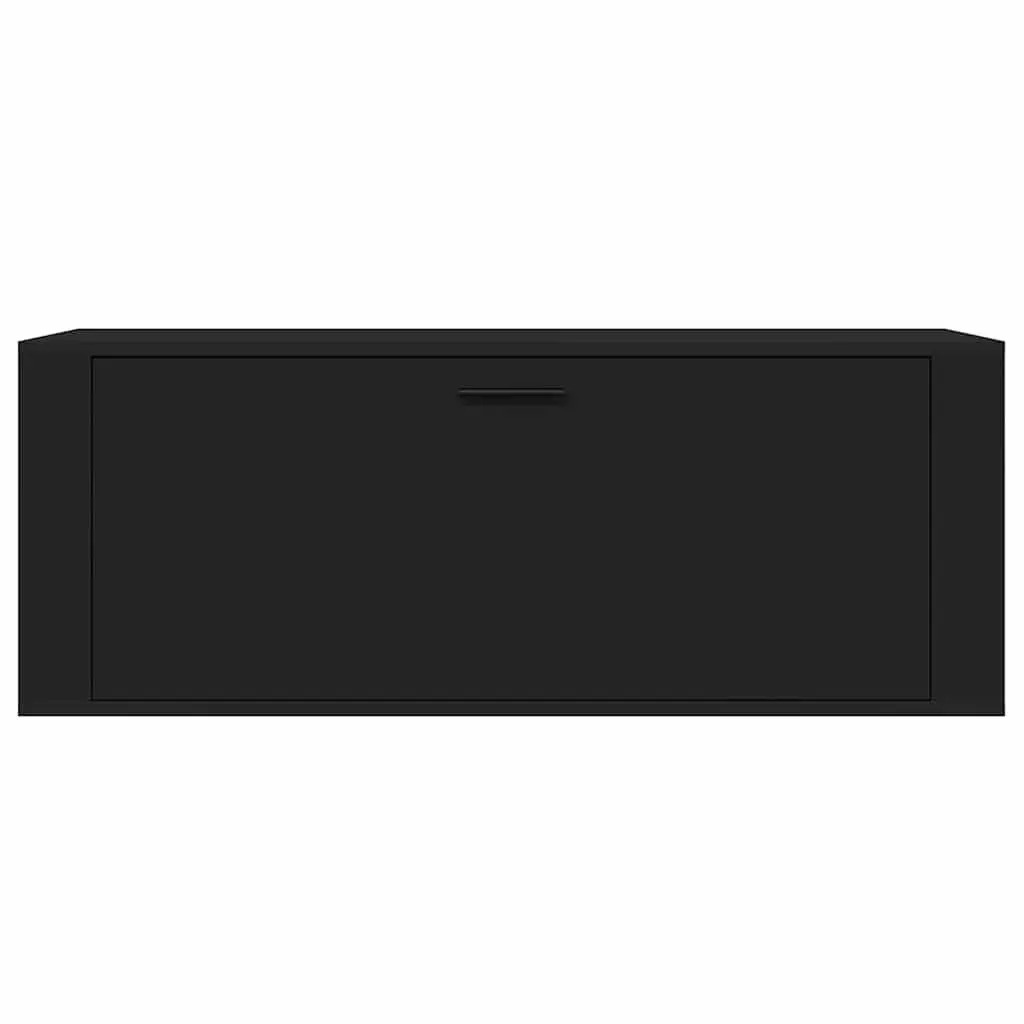 Wall Shoe Cabinet Black Engineered Wood Storage Organiser Drop-Down Door 100 x 35 x 38 cm