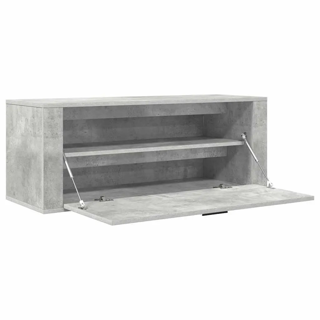 Wall Shoe Cabinet Grey Engineered Wood Storage Organiser Drop-Down Door Compact 100 x 35 x 38 cm