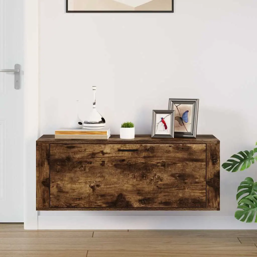 Shoe Organiser Wall Mounted 2 Compartment Brown Engineered Wood