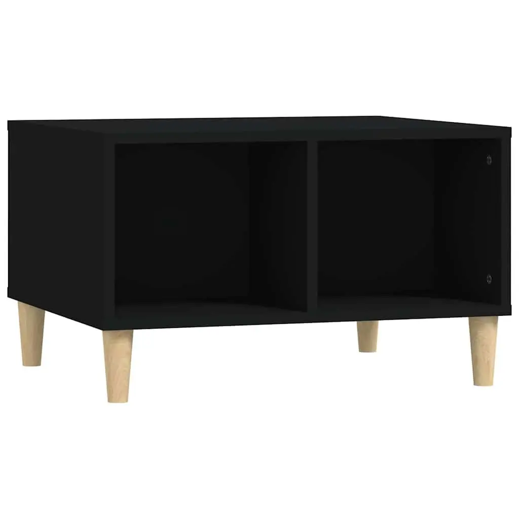 Coffee Table Storage Open Compartments 60L x 50W x 36.5H cm Black Engineered Wood Scandinavian Style
