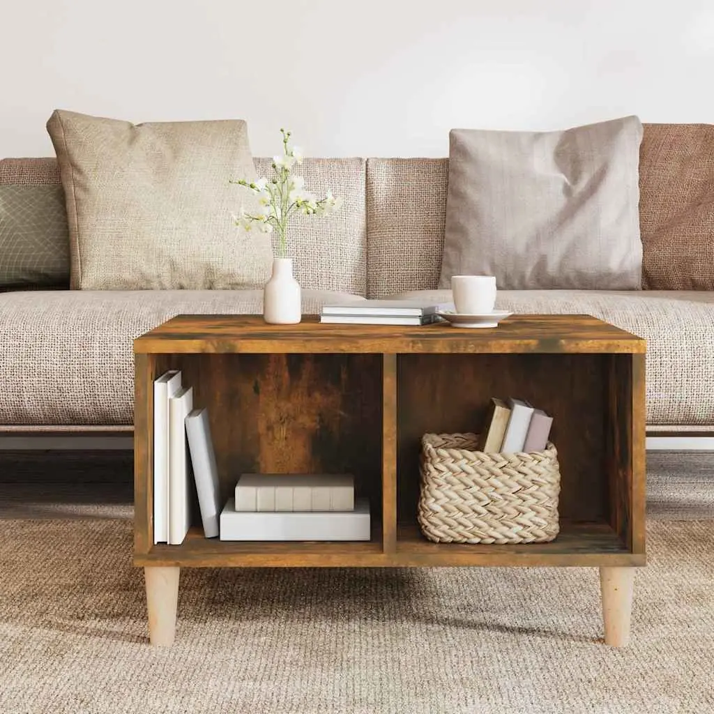 Coffee Table Scandinavian Style Open Storage Compartments 60 x 50 x 36.5 cm Brown Smoked Oak
