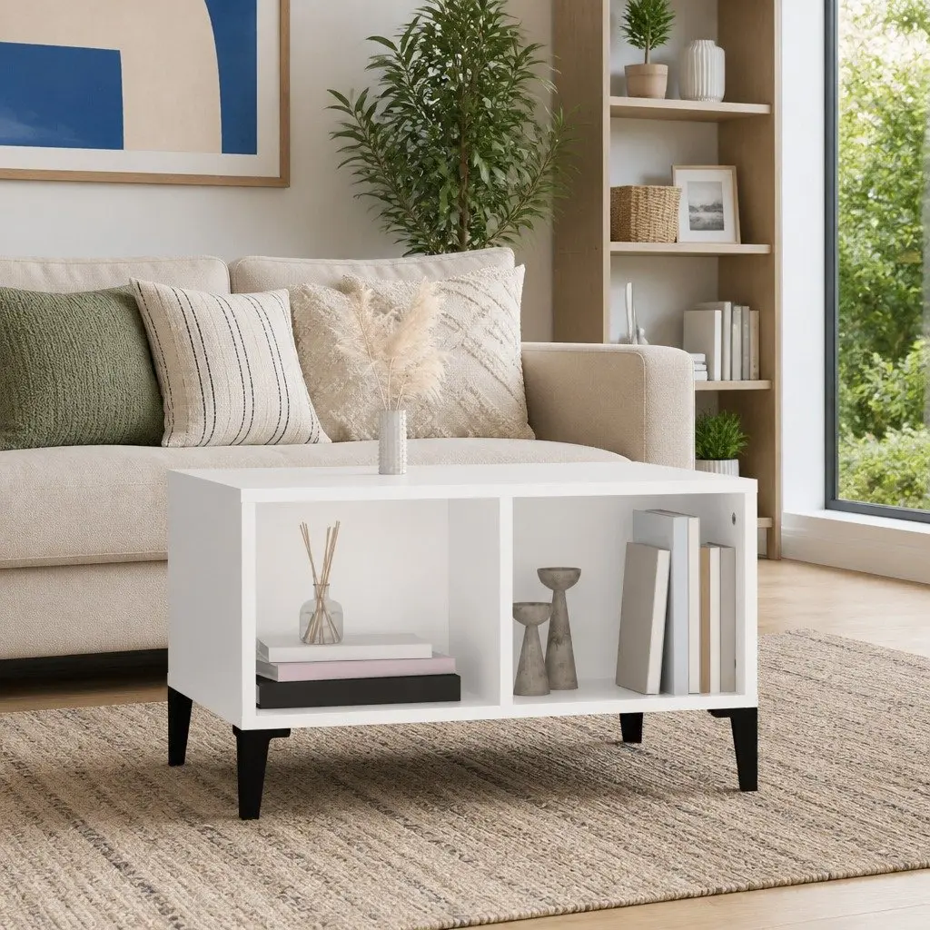 White Coffee Table with Industrial Aesthetic