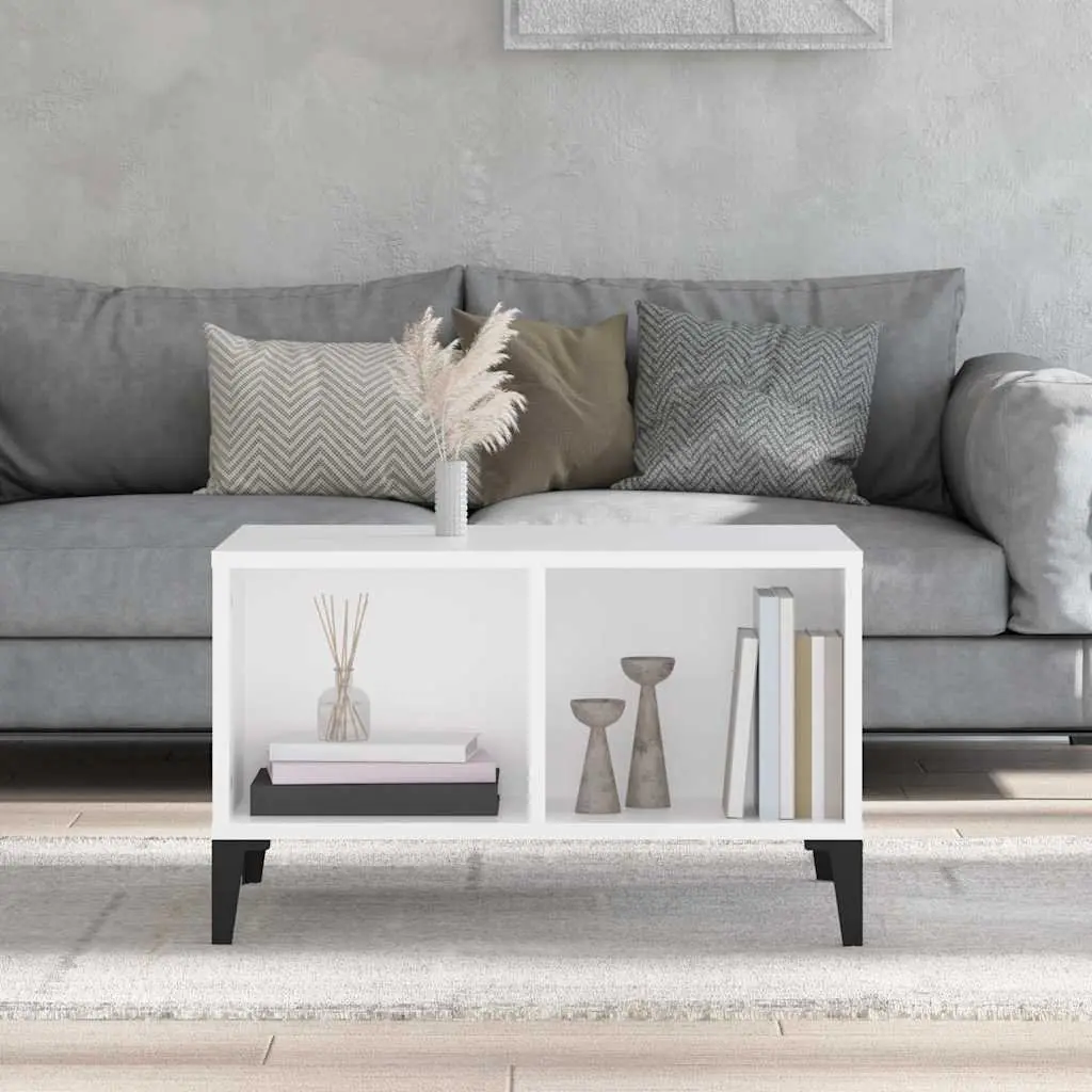 White Coffee Table with Industrial Aesthetic