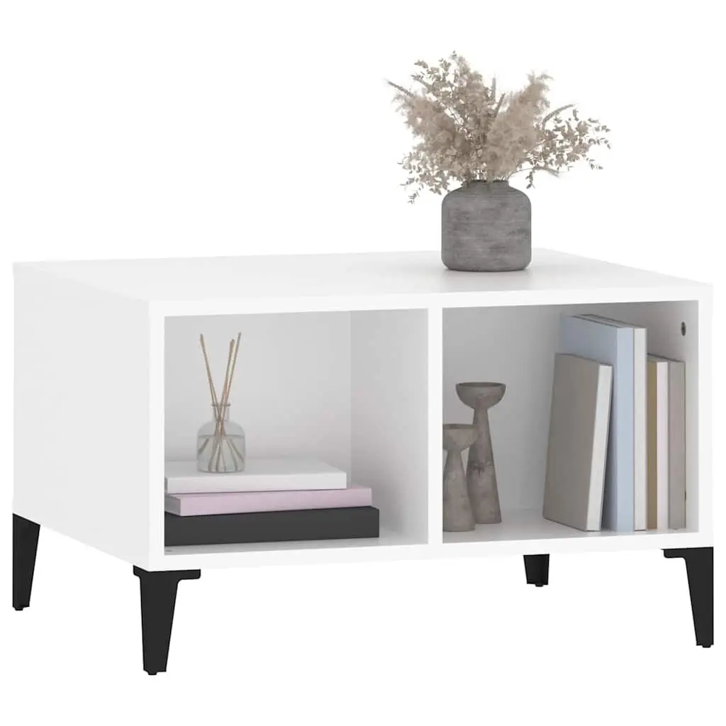 White Coffee Table with Industrial Aesthetic