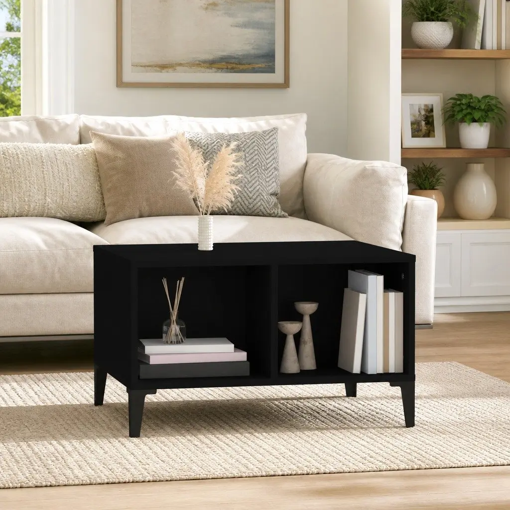 Coffee Table Open Storage 60x50x36.5 cm Black Industrial