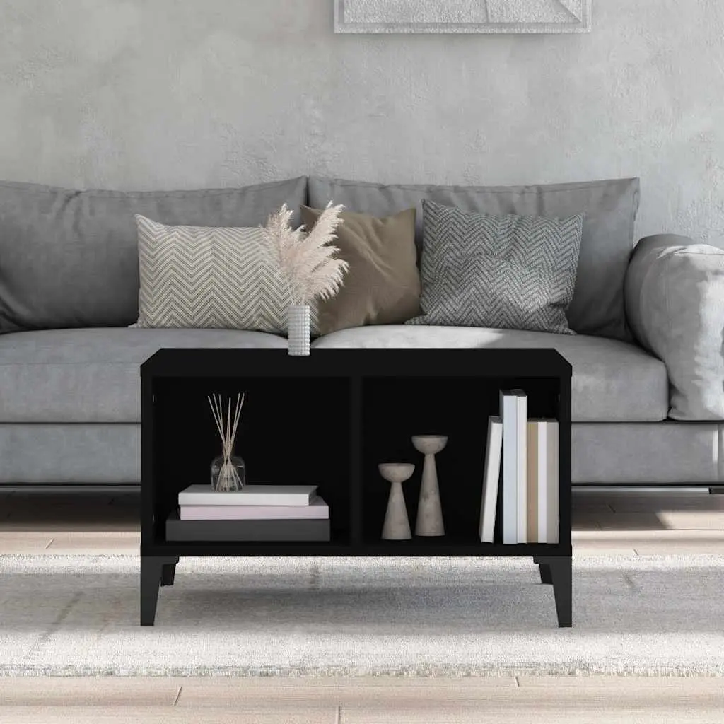 Coffee Table Open Storage 60x50x36.5 cm Black Industrial