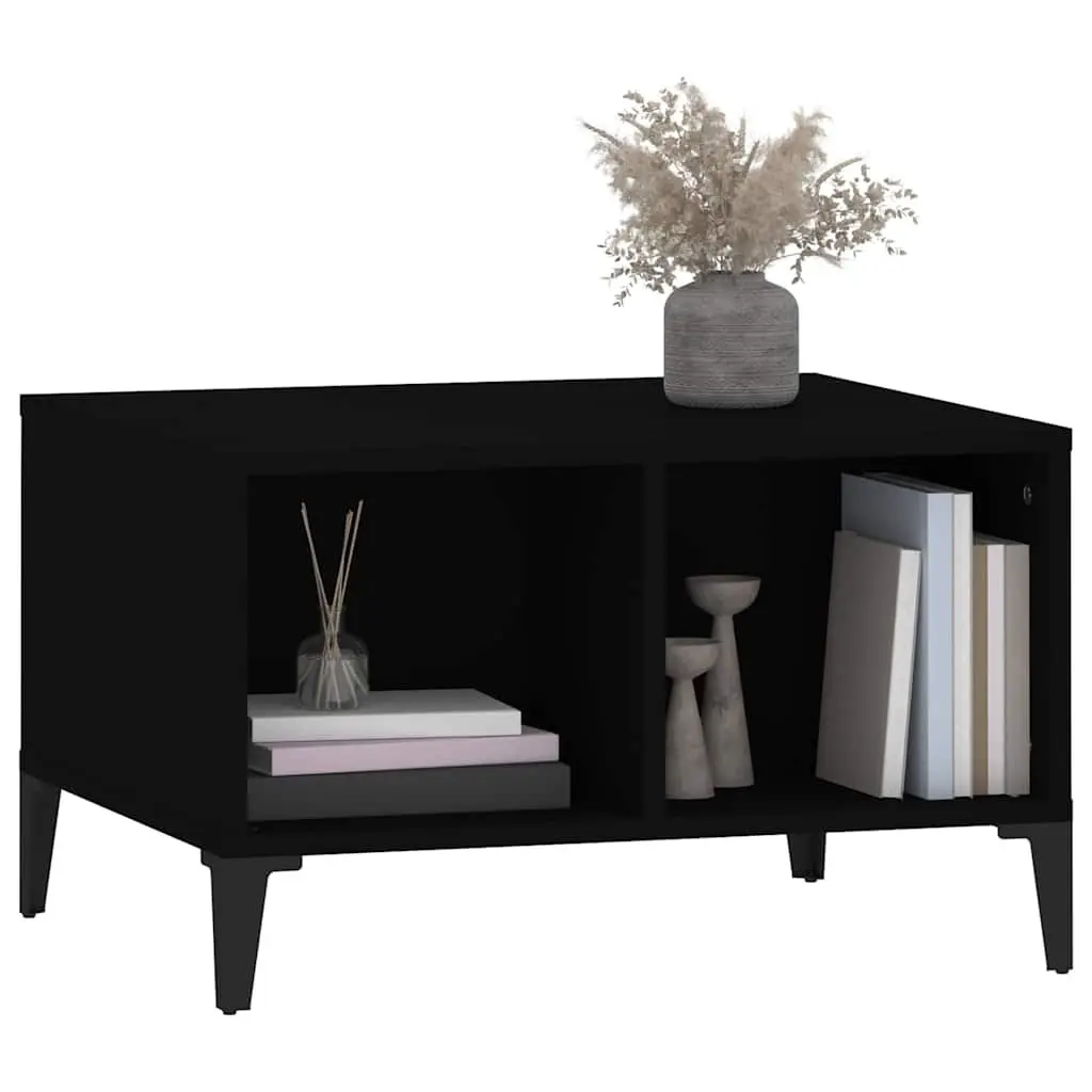 Coffee Table Open Storage 60x50x36.5 cm Black Industrial