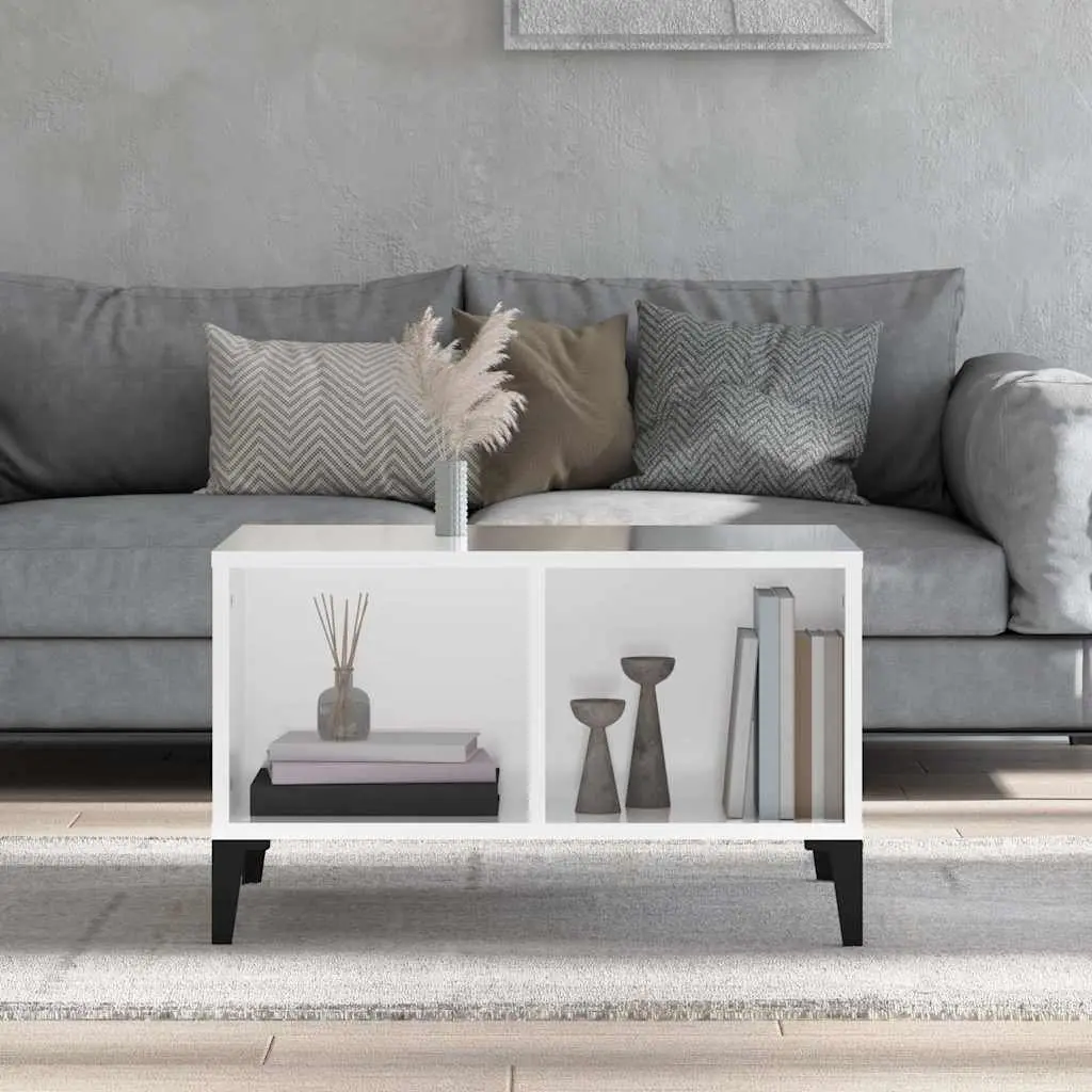 Coffee Table Open Storage 60x50x36.5 cm High Gloss White