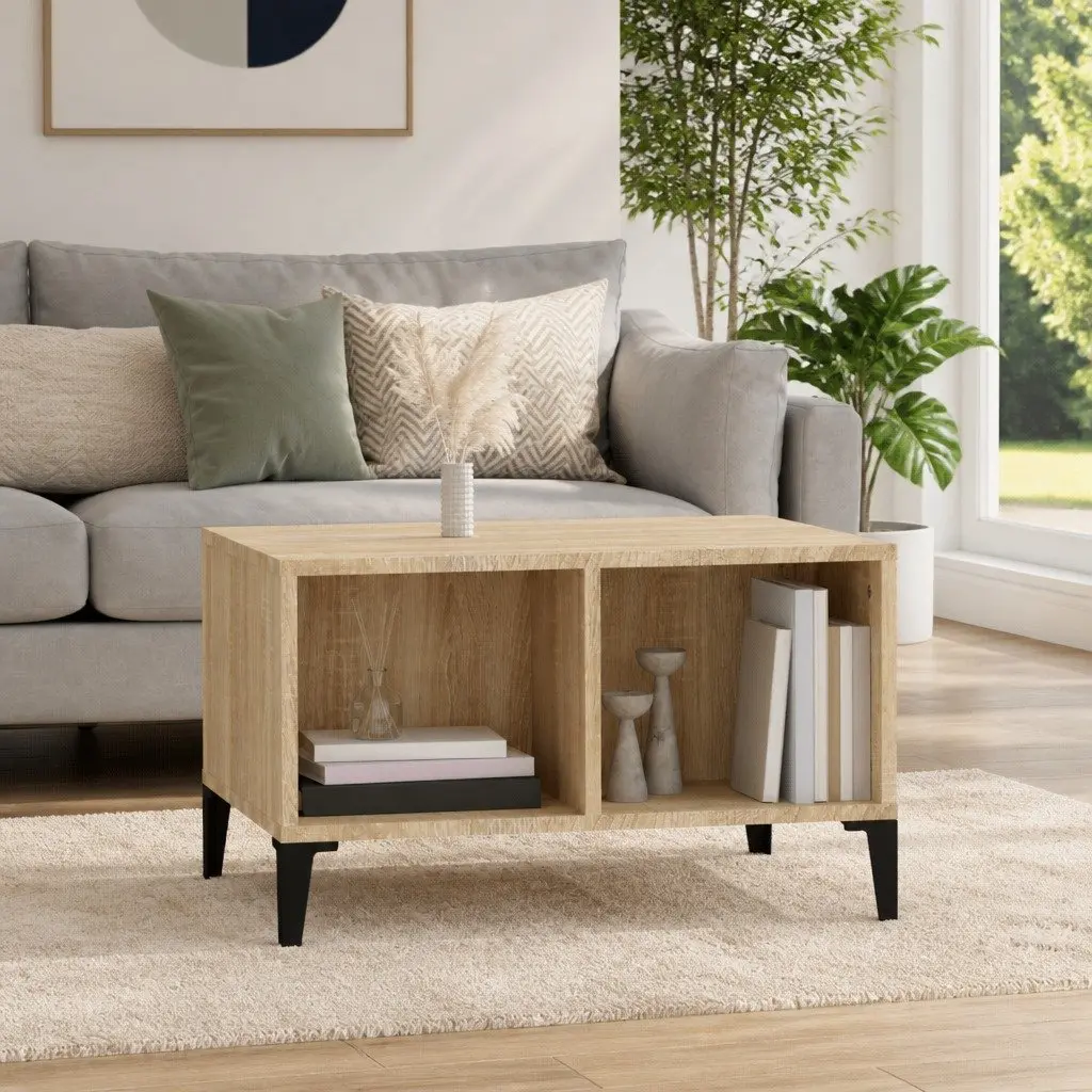 Coffee Table Open Storage Compartments 60x50x36.5cm Brown