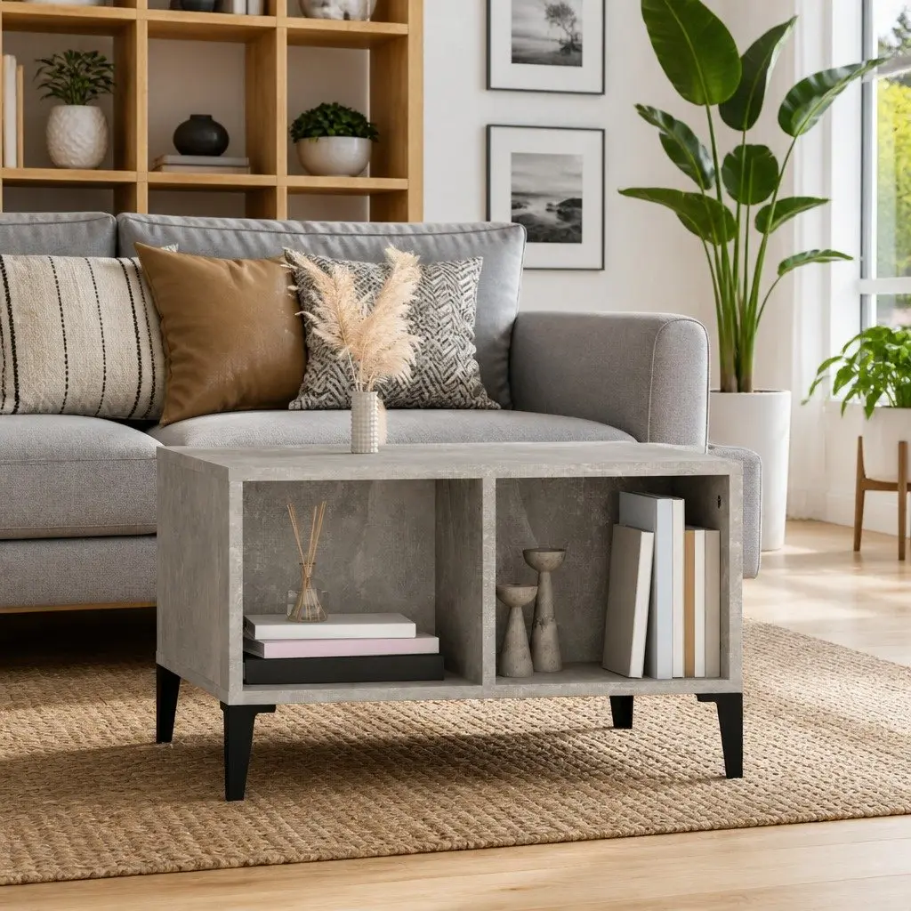Grey Coffee Table with Two Storage Compartments