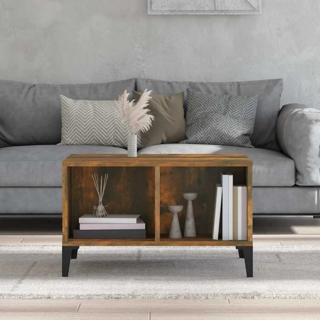 Coffee Table Storage Compartments Industrial Style 60 x 50 x 36.5 cm Brown