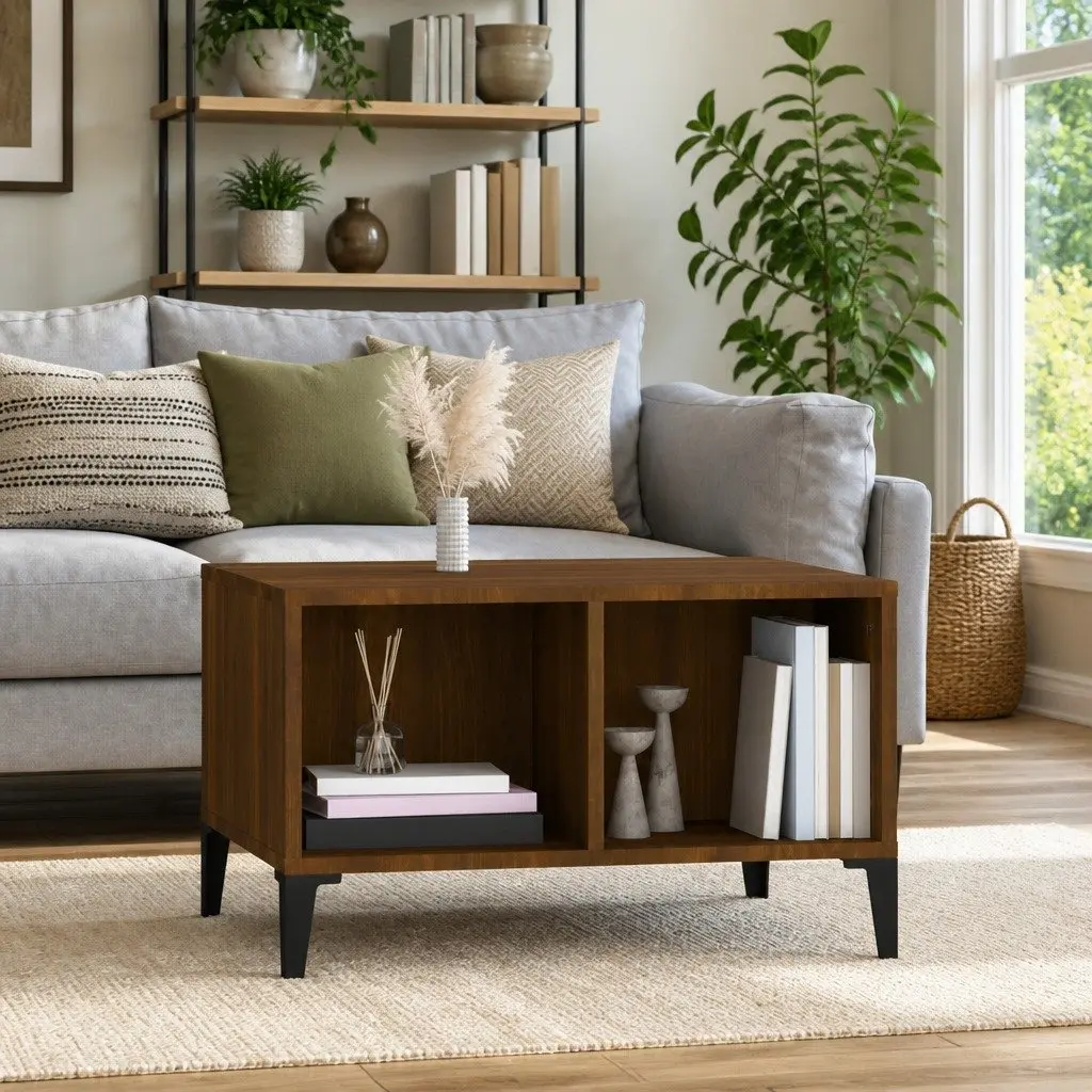 Brown Oak Coffee Table with Storage